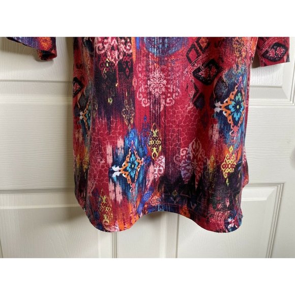 White Stag Top Womens Size L 3/4 Sleeve Pink Multi Colorful Shirt Blue Orange - Picture 5 of 10